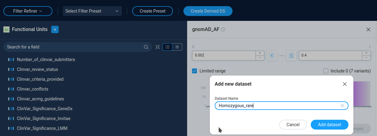 Derived dataset creation