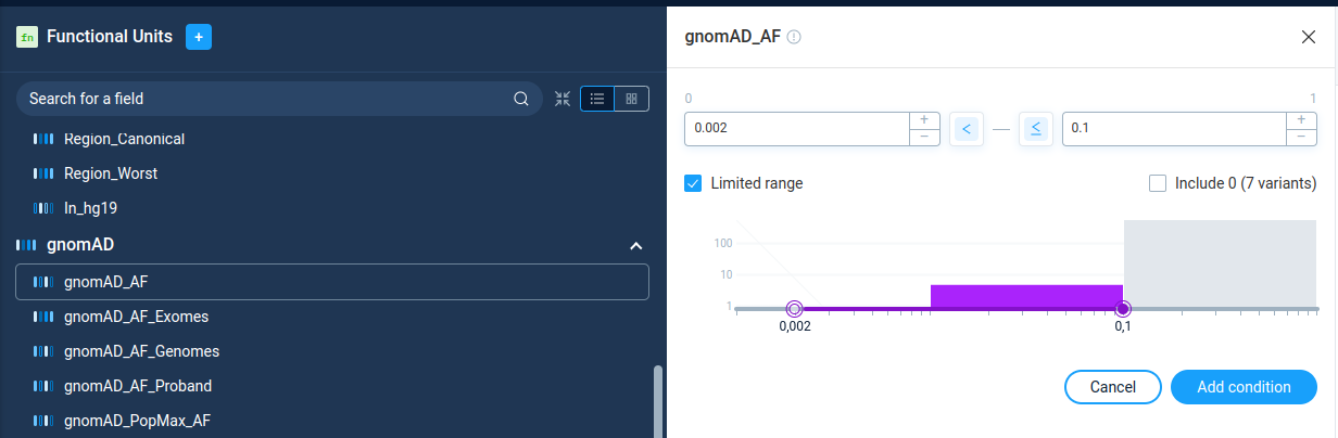 Numeric filter example
