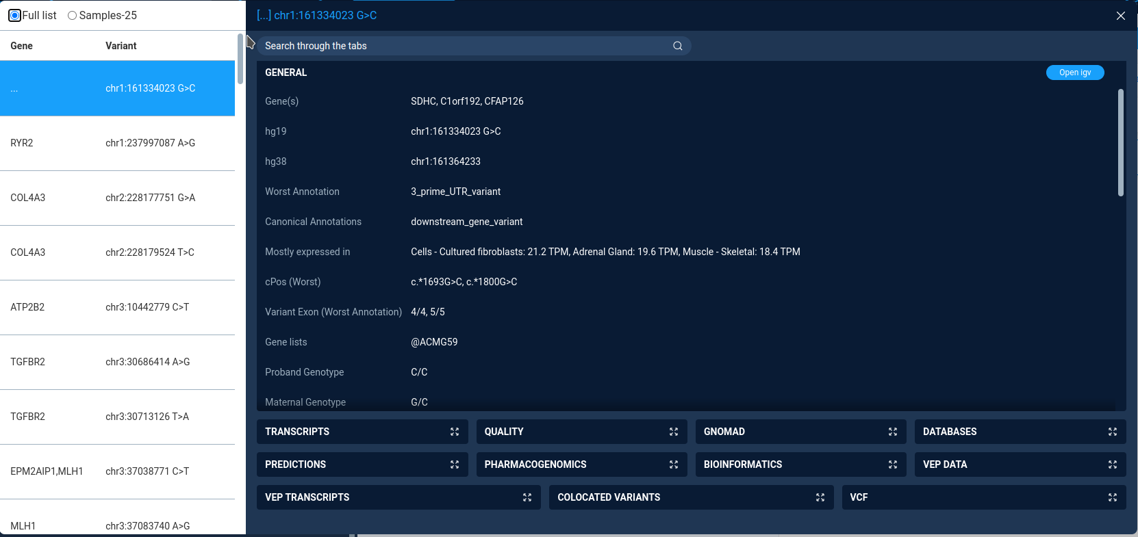 View variants after filtering